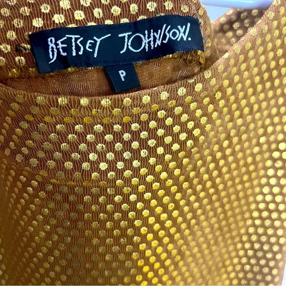 BETSEY JOHNSON Gold Sleeveless Mini Dress Shimmer Shiny Party Dress S-M size - Picture 6 of 6